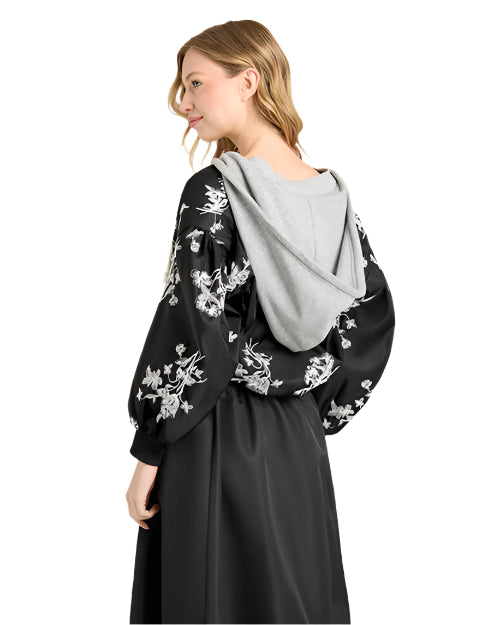 ELLIE フラワージャケットBLACK CINQ A SEPT | Wildflower Whimsy Ollie Jacket | Black & Ivory – 29