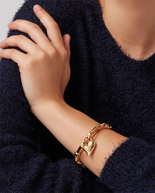 JENNY BIRD | Padlock Heart Chain Bracelet | Gold