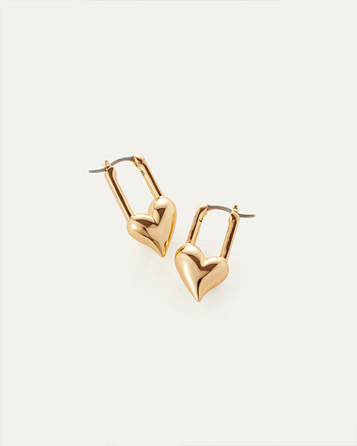 JENNY BIRD | Padlock Heart Huggie Earrings | Gold