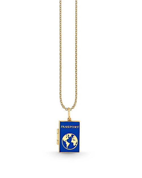 SYDNEY EVAN | Passport Charm Necklace | Gold & Enamel
