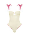 MONTCE | Petal Ruffle One-Piece | Cream Raspberry