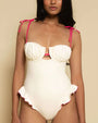 MONTCE | Petal Ruffle One-Piece | Cream Raspberry