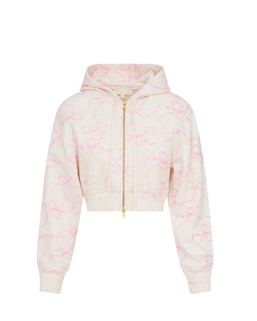 LoveShackFancy | Pierra Cotton Cropped Bow Hoodie | Pastry Pink