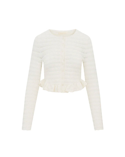 LoveShackFancy | Rogan Pointelle Knit Cardigan | Ivory