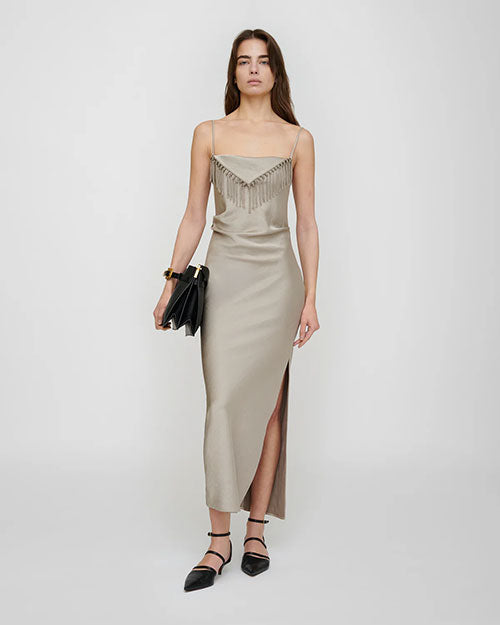 NANUSHKA | Rachana Crisp Satin Dress | Silver