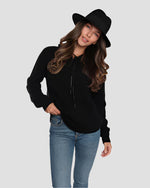 ROMI BASHA | Rhinestone Cashmere Hoodie | Black