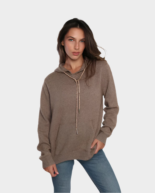 ROMI BASHA | Rhinestone Cashmere Hoodie | Mocha