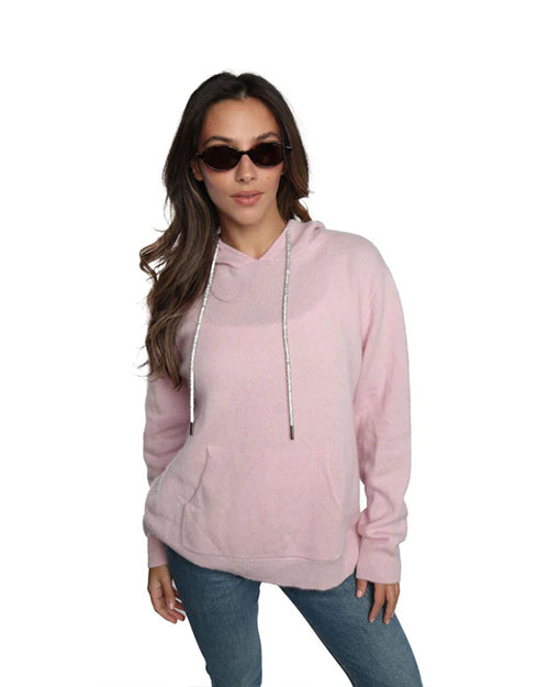 ROMI BASHA | Rhinestone Cashmere Hoodie | Pink