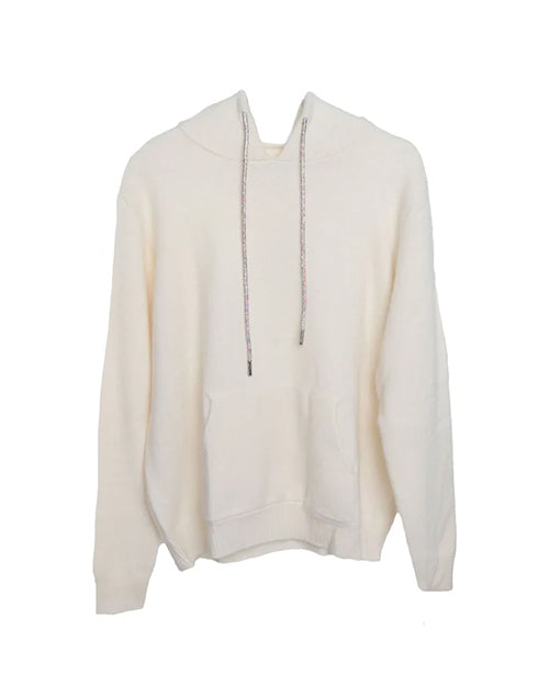 ROMI BASHA | Rhinestone Cashmere Hoodie | White