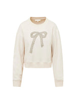 LoveShackFancy | Rylan Bow-Embellished Fleece Pullover | Sugar Cookie