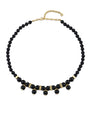 Marquise Eye & Onyx Beaded Necklace on a white background.