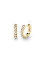 Diamond Bezel Huggie Earrings on a white background.