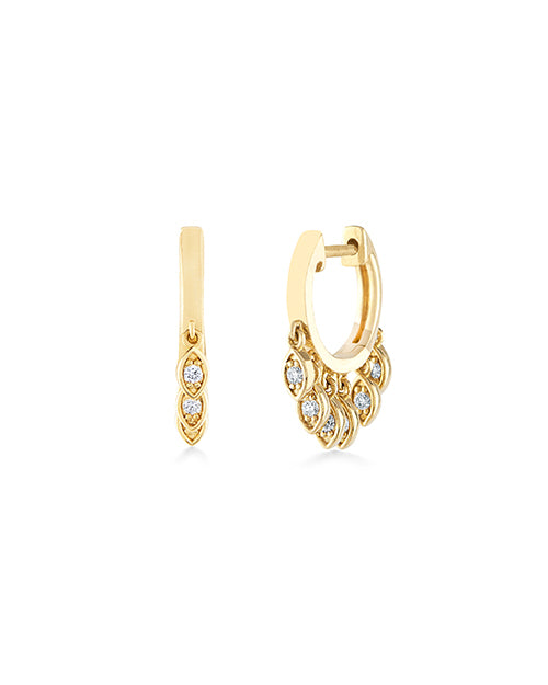 SYDNEY EVAN | Marquise Eye Fringe Huggie Earrings | Gold & Diamond