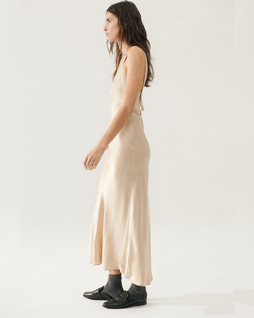 SILK LAUNDRY | Deco Ruched Dress | Hazelnut | FINAL SALE