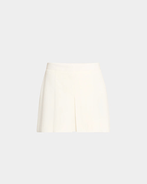 White short shorts with a front pleat. The background is plain white and there is no person in the image.