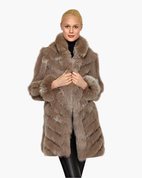 LINDA RICHARDS | LINDA RICHARDS | Reversible Fox Coat | Stone