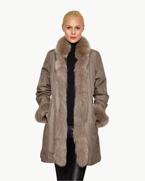 LINDA RICHARDS | LINDA RICHARDS | Reversible Fox Coat | Stone