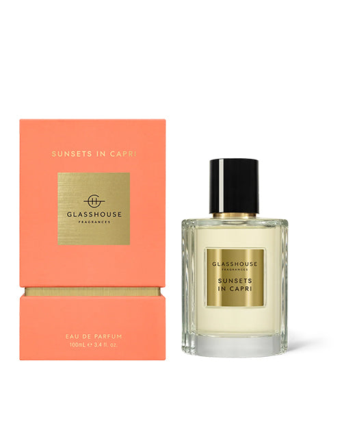 GLASSHOUSE FRAGRANCES | Sunsets in Capri Eau de Parfum | White Peach & Sea Breeze | 3.4oz