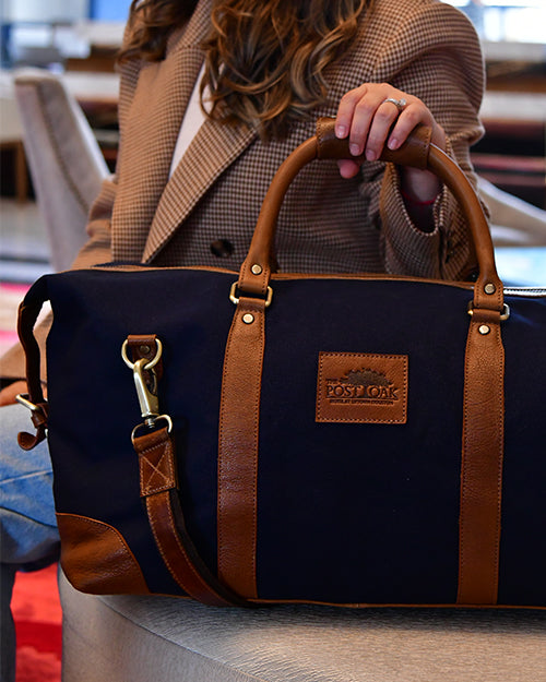 THE POST OAK x FH WADSWORTH | Hampton Duffle Bag | Navy & Brown