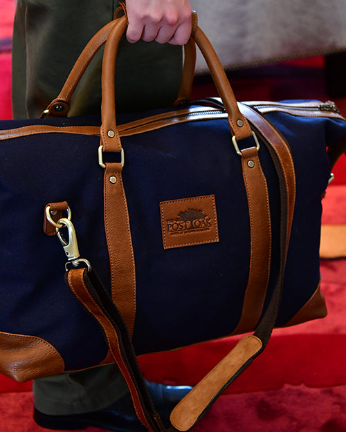 THE POST OAK x FH WADSWORTH | Hampton Duffle Bag | Navy & Brown