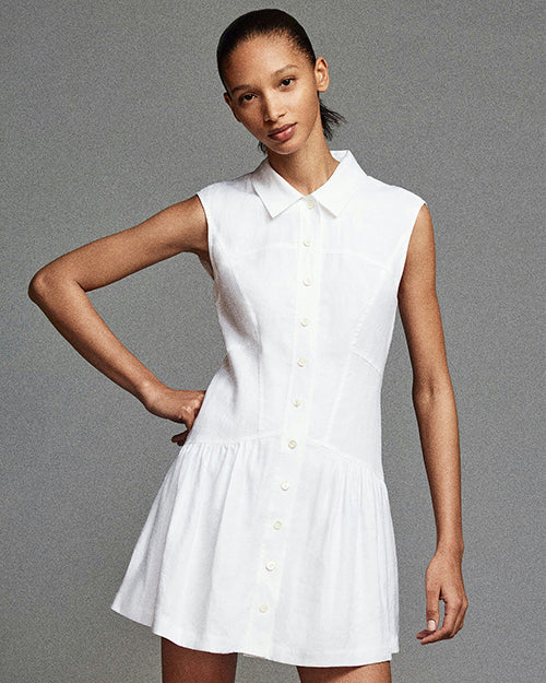 Frame Women's Linen Day Dress | White | L Frame Women's Linen Day Dress | White | L