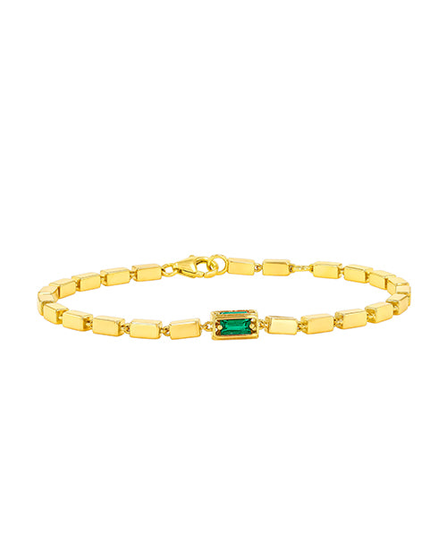 SUZANNE KALAN | Block Chain Thick Bracelet | Gold & Emerald