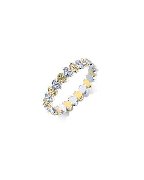 SYDNEY EVAN | Tiny Heart Eternity Ring | Two Tone Gold & Diamond