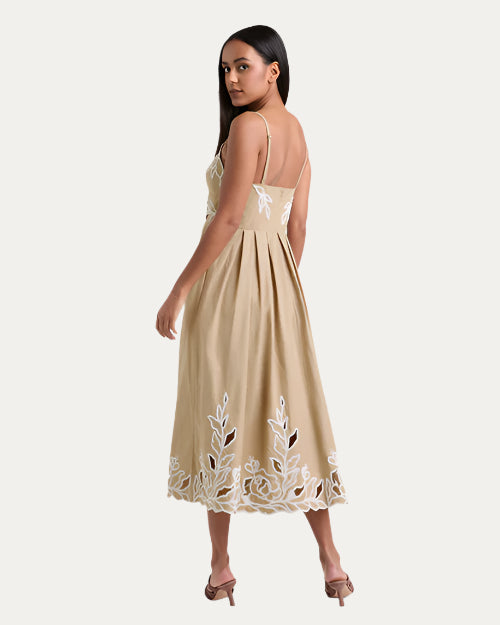 Cinq Sept Women's Trailing Peonies Maude Midi-Dress - Khaki White - Size 8 Cinq Sept Women's Trailing Peonies Maude Midi-Dress - Khaki White - Size 8
