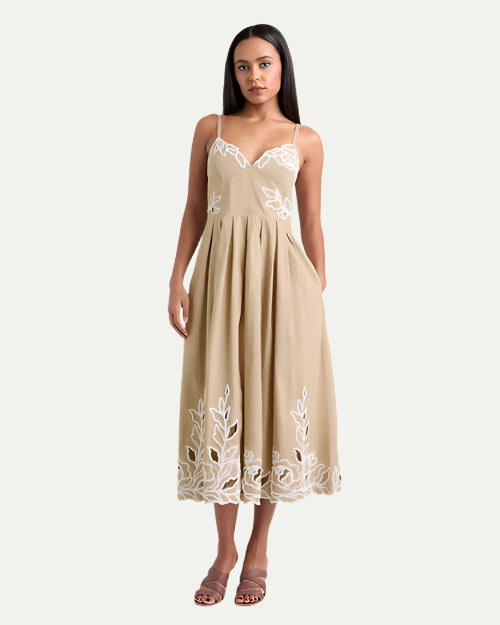 CINQ A SEPT | Trailing Peonies Maude Dress | Khaki & White | FINAL
