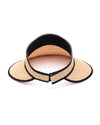 Back view of a beige visor hat with black trim on a white background