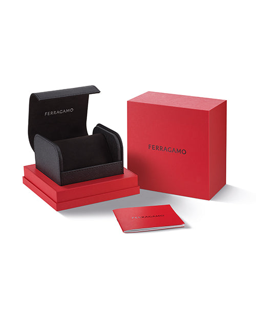 Ferragamo jewelry box set with red and black boxes on a white background