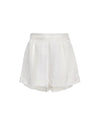 White linen shorts on a white background.