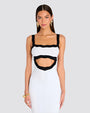 RETROFETE | Wynra Knit Dress | Optic White & Metallic Black