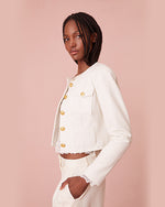 LOVE SHACK FANCY | Xander Cropped Leather Jacket |  White