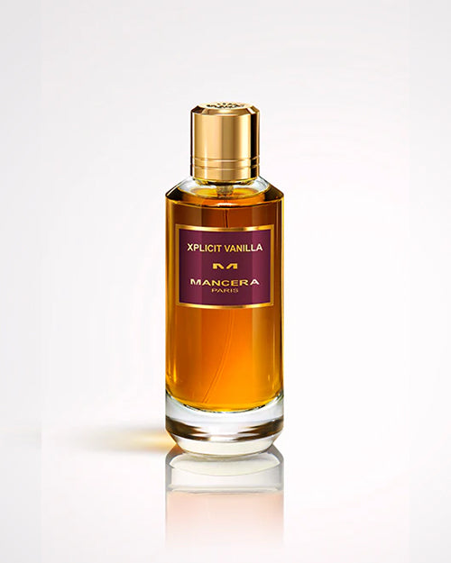 60ml  Perfume bottle labeled 'XPlcit Vanilla' by Mancera on a white background