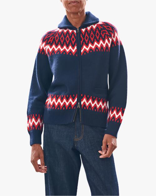 JUMPER 1234 | Ski Zip Up Sweater | Navy & Red