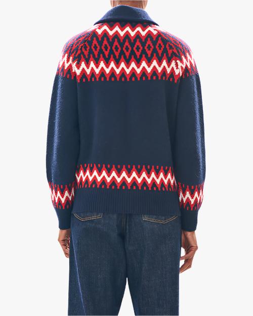JUMPER 1234 | Ski Zip Up Sweater | Navy & Red
