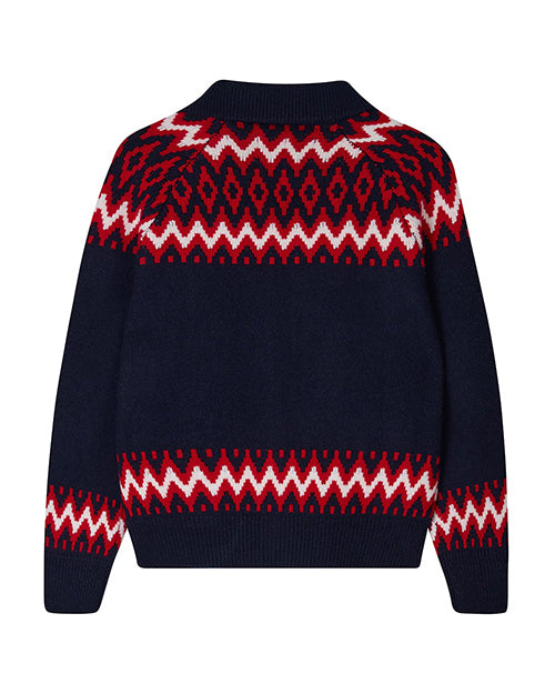 JUMPER 1234 | Ski Zip Up Sweater | Navy & Red