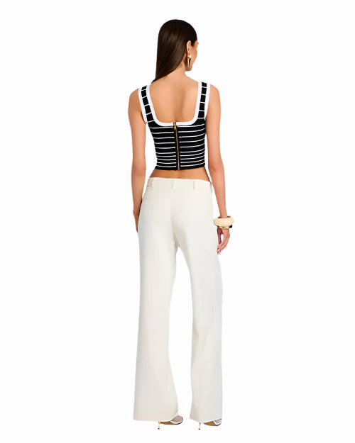 RETROFETE | Zadie Knit Top | Metallic Black & White