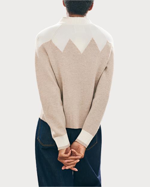 JUMPER 1234 | Zig Zag Turtle Sweater | Cream & Organic Light Brown