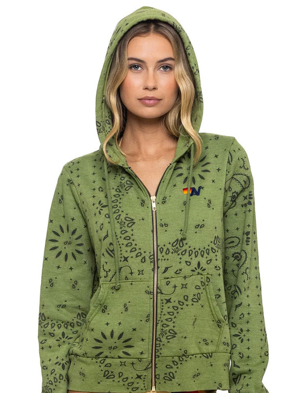 AVIATOR NATION | Bandana Zip Hoodie | Jungle Green