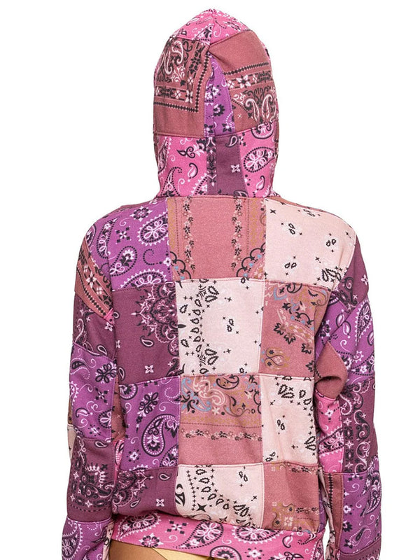 AVIATOR NATION | Bandana Quilted Zip Hoodie | Pink