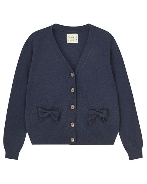 JUMPER 1234 | Bow Pocket Cardigan | Navy