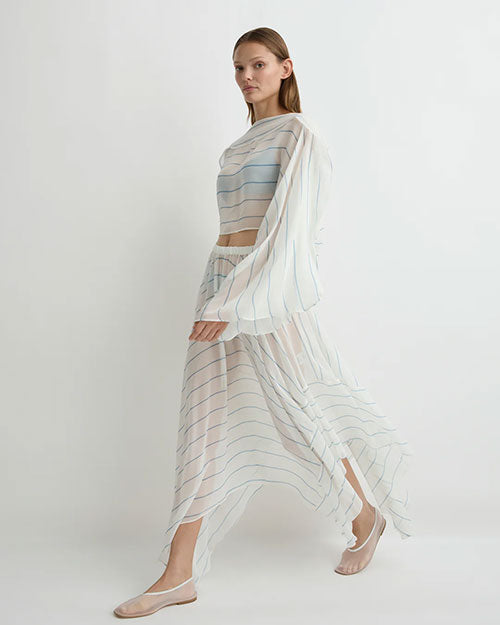 BONDI BORN | Capri Silk Square Skirt | Smoke Stripe