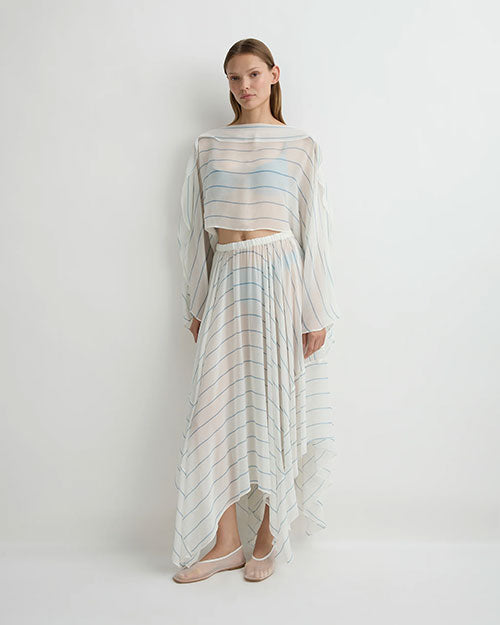 BONDI BORN | Capri Silk Square Skirt | Smoke Stripe
