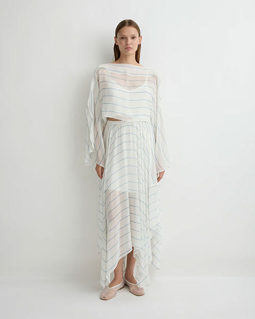 BONDI BORN | Capri Silk Kimono Top | Smoke Stripe