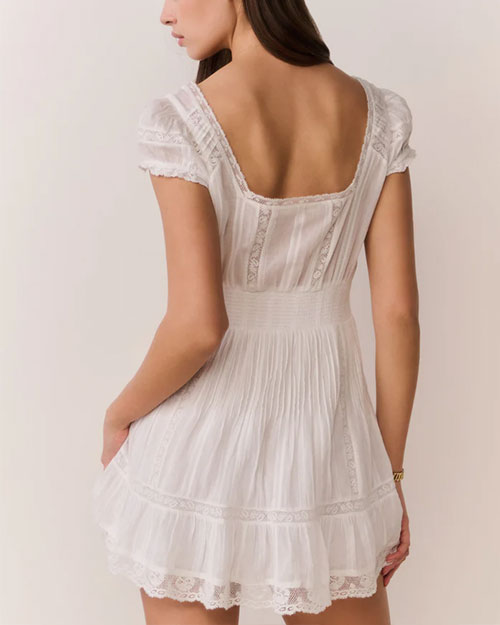 victorian mini dress Edena Cotton Victorian Mini Dress White / S