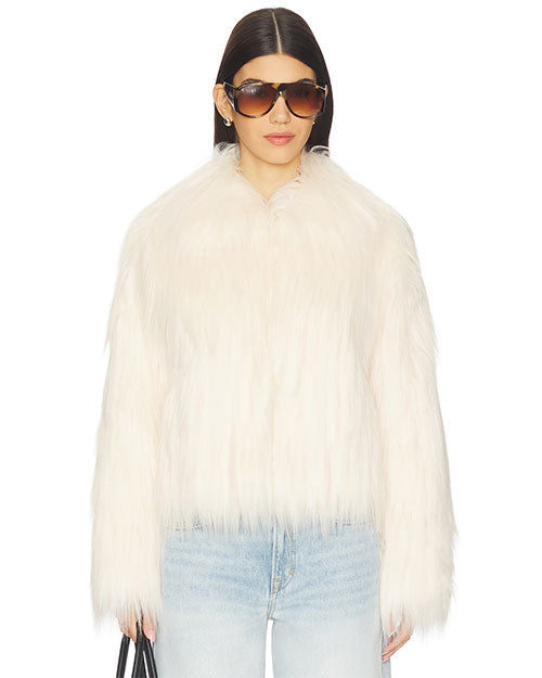 LoveShackFancy | Fallon Faux Fur Jacket | Ivory