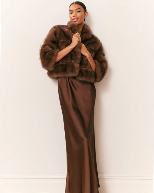 LoveShackFancy | Gelman Faux Fur Jacket | Dark Sable