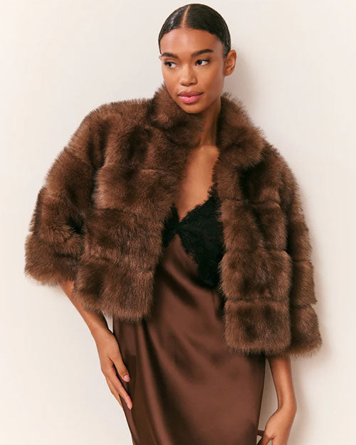 LoveShackFancy | Gelman Faux Fur Jacket | Dark Sable